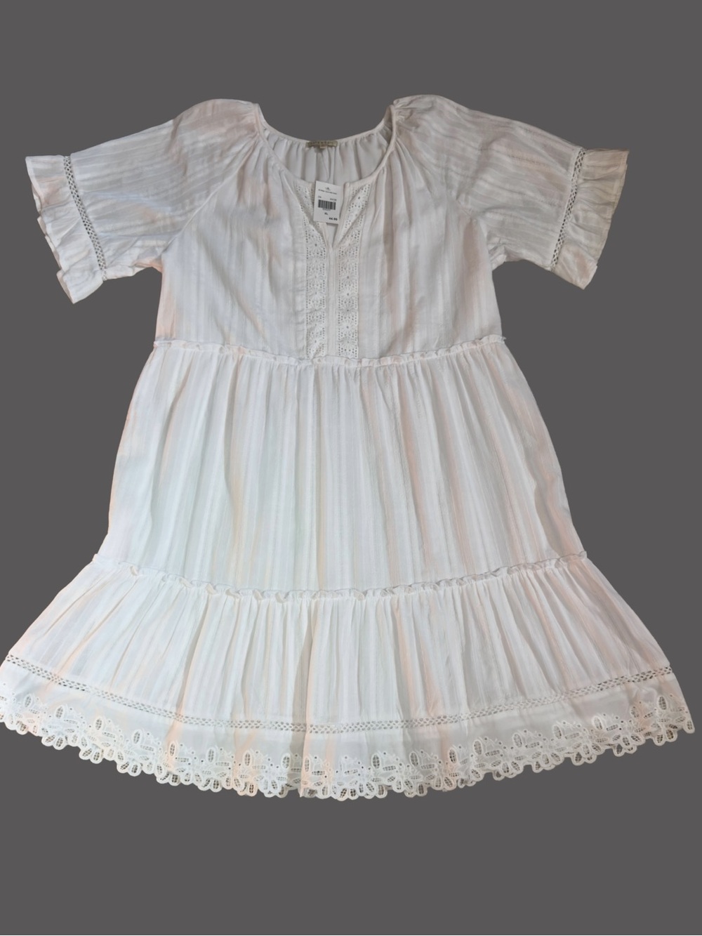 NWT Kate & Sam Boho White Tiered Midi Dress - Size XL